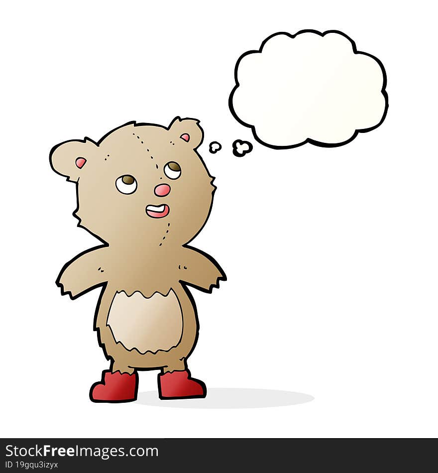 cartoon teddy bear with thought bubble