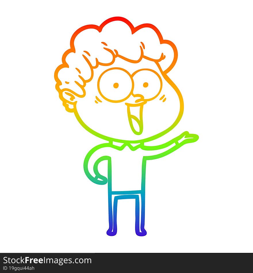 rainbow gradient line drawing excited man cartoon