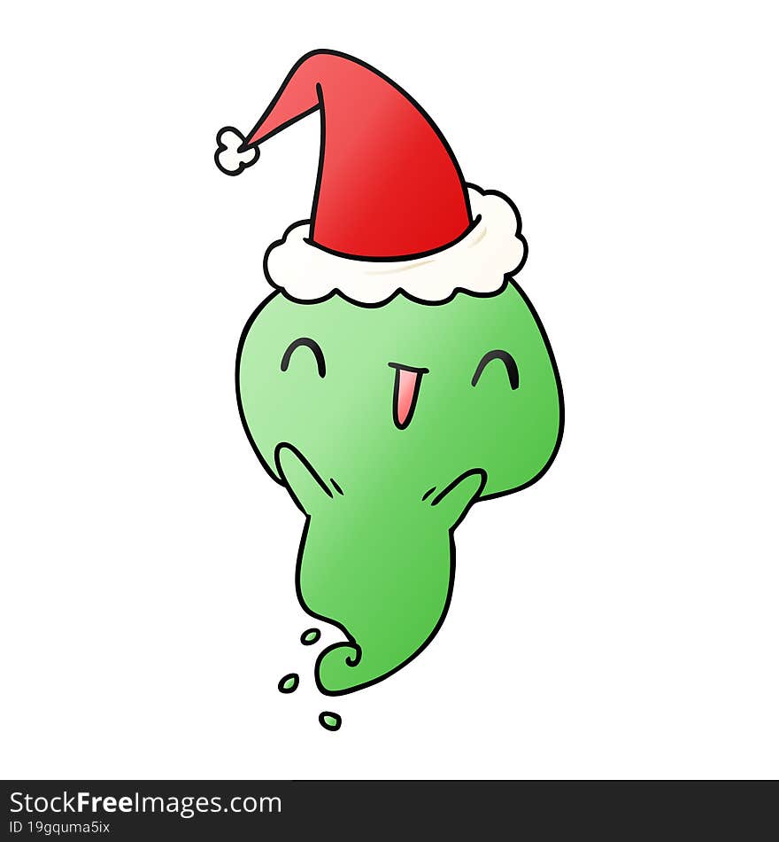 hand drawn christmas gradient cartoon of kawaii ghost