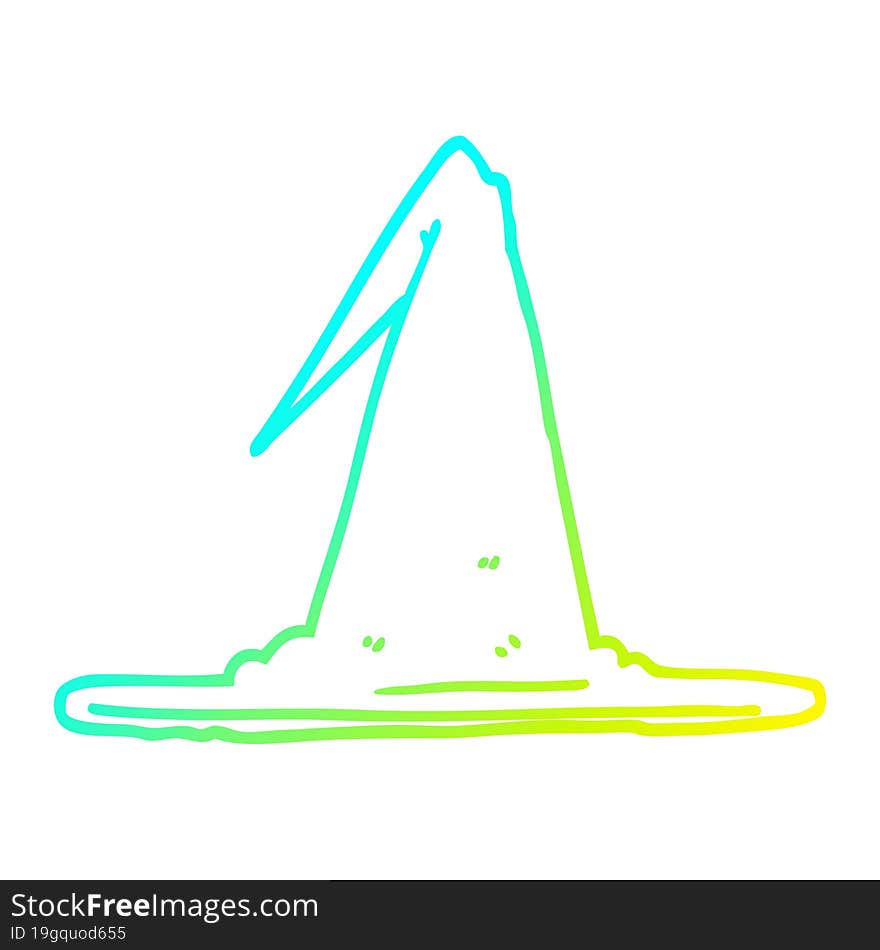 cold gradient line drawing cartoon witch hat