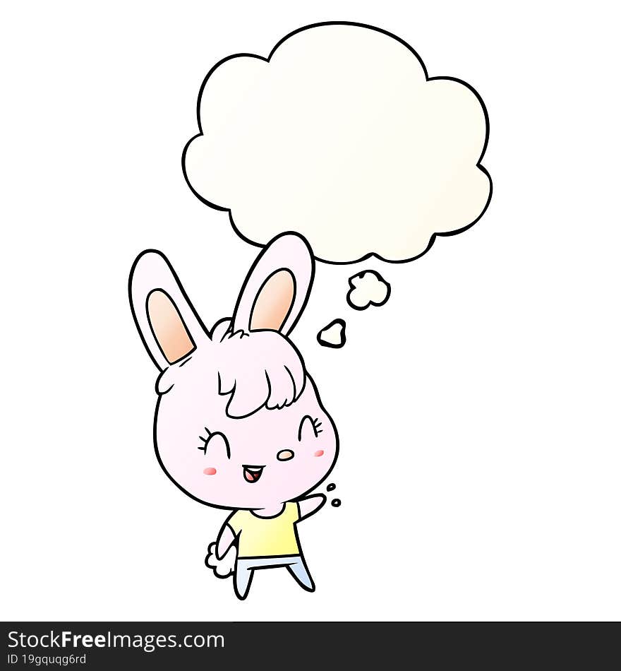 Cartoon Rabbit And Thought Bubble In Smooth Gradient Style