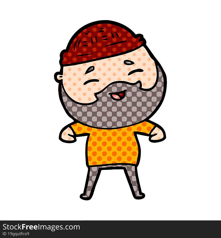 cartoon happy bearded man. cartoon happy bearded man