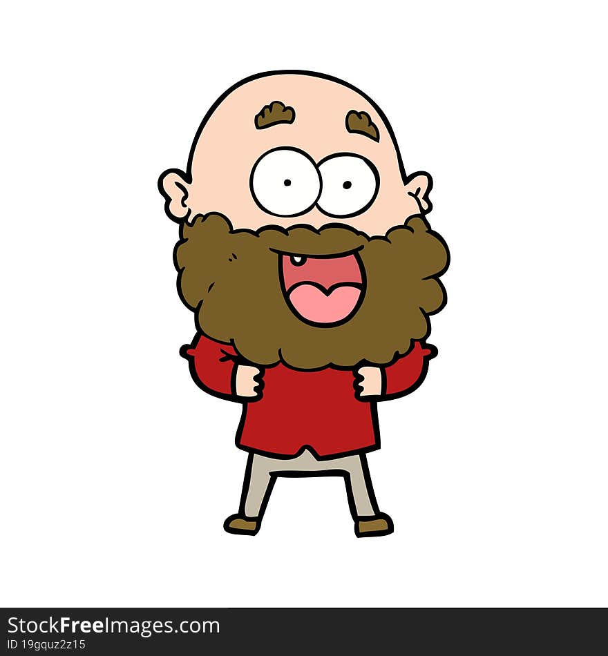 cartoon crazy happy man with beard. cartoon crazy happy man with beard