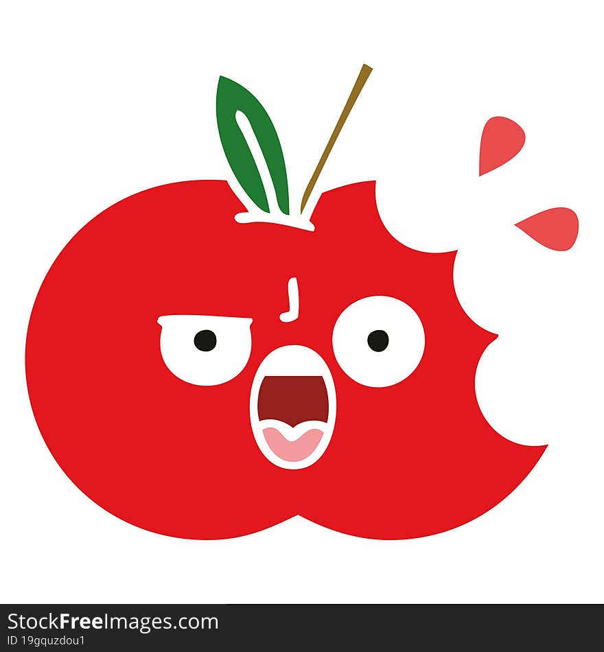 flat color retro cartoon red apple