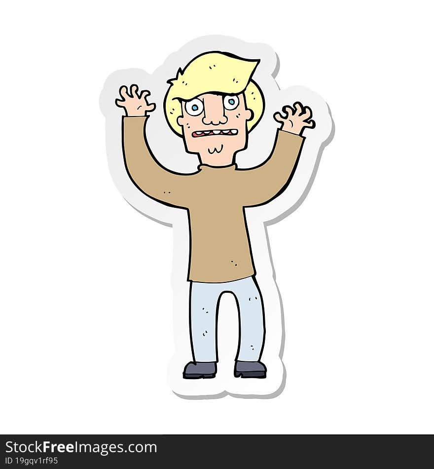 sticker of a cartoon terrified man