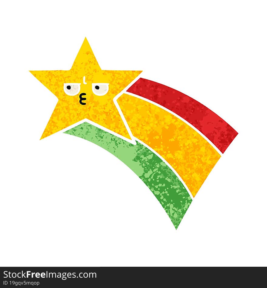 retro illustration style cartoon shooting rainbow star