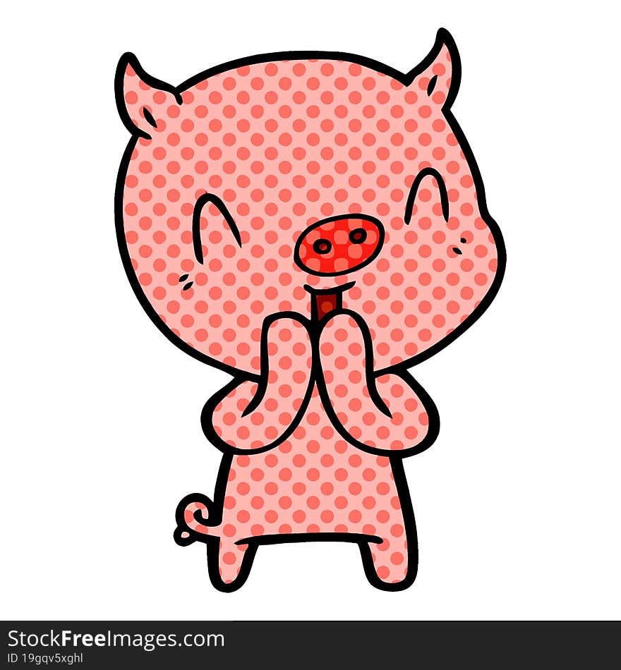 happy cartoon pig. happy cartoon pig