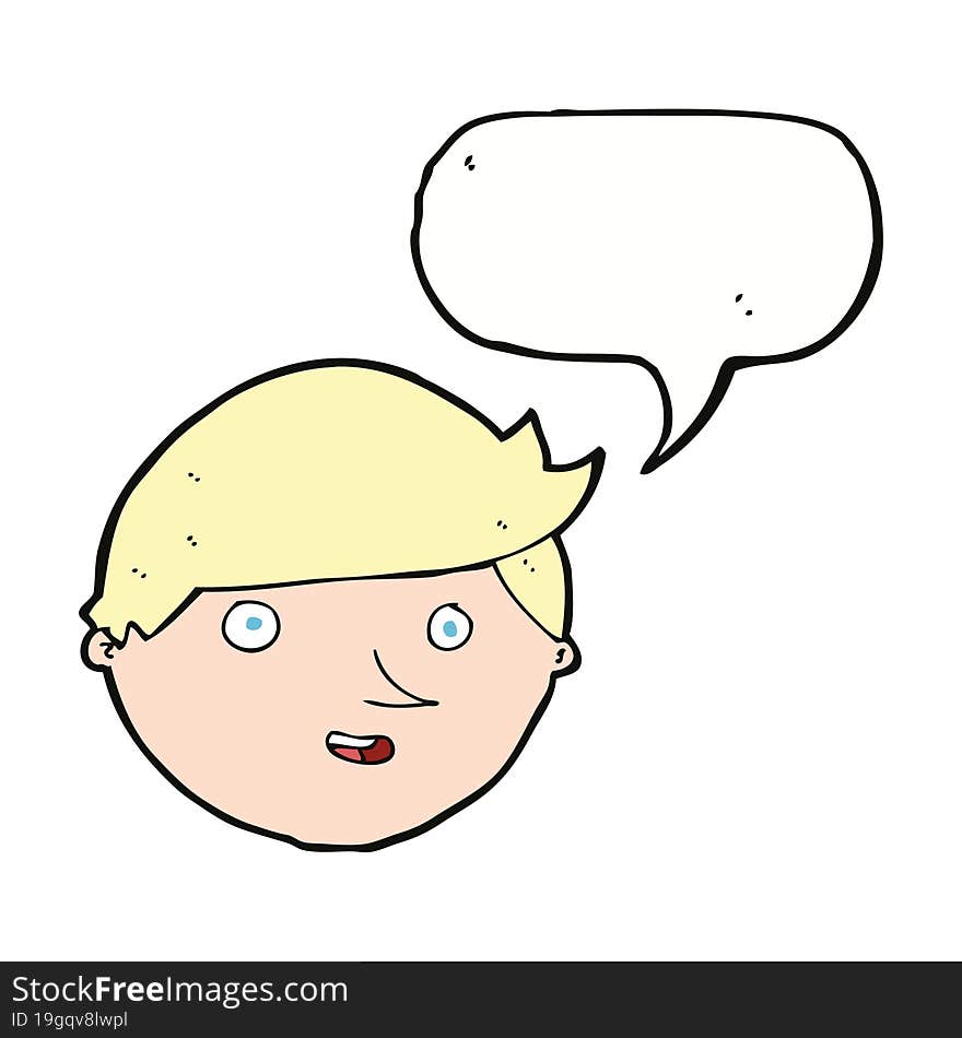 cartoon happy face with speech bubble