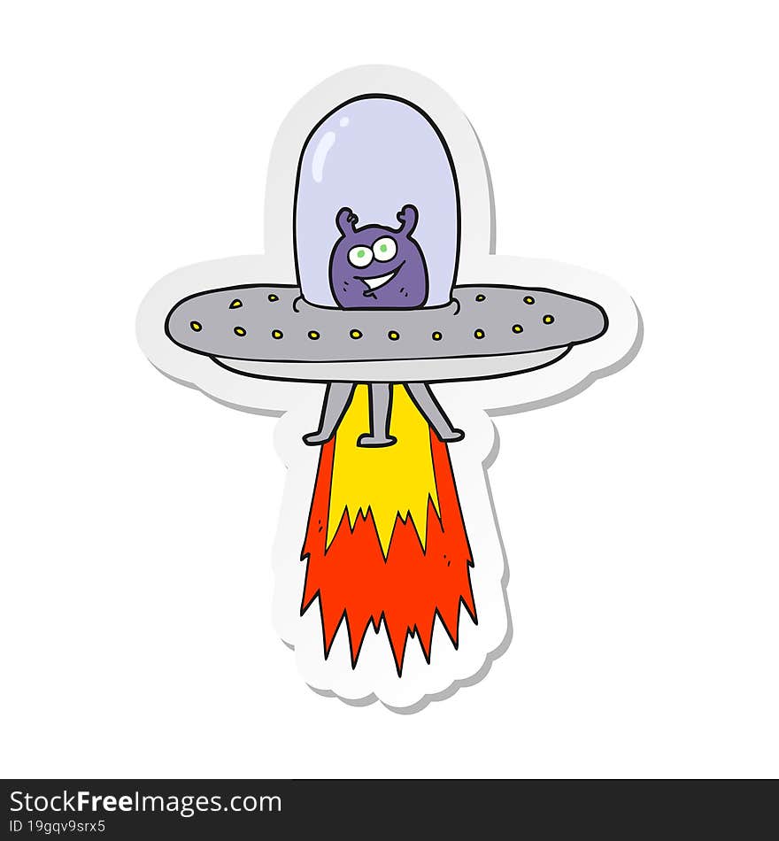 Sticker Of A Cartoon Space Alien