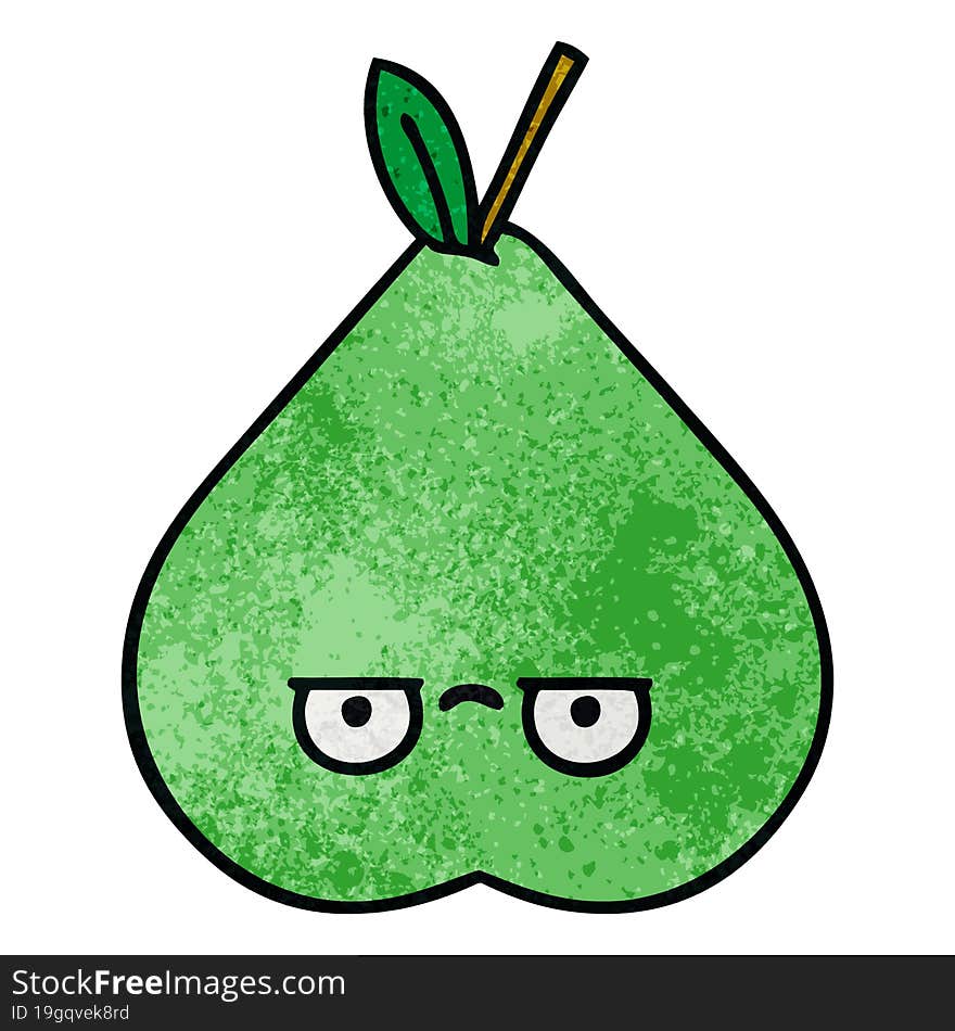 retro grunge texture cartoon green pear