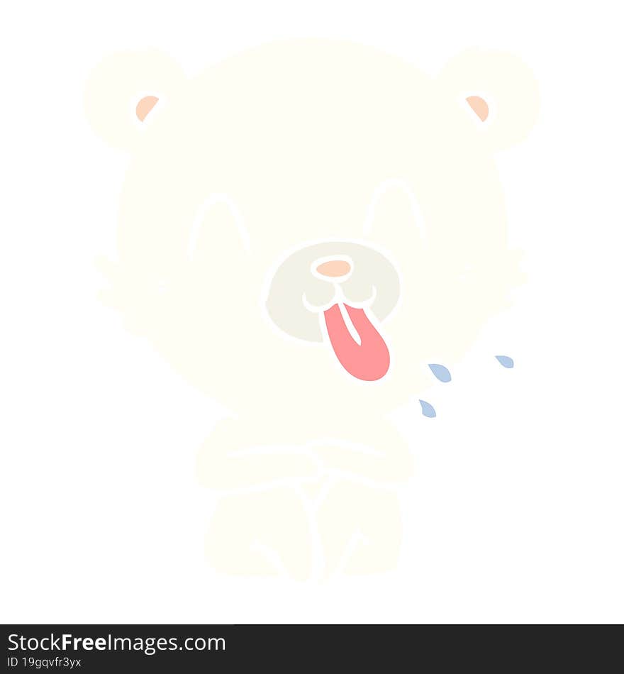 rude flat color style cartoon polar bear sticking out tongue