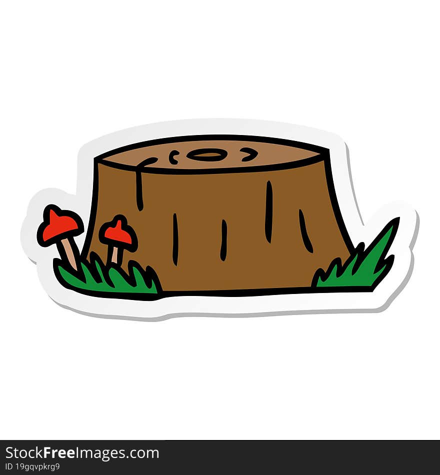 sticker cartoon doodle of a tree log