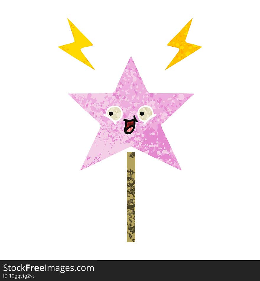 Retro Illustration Style Cartoon Magic Wand