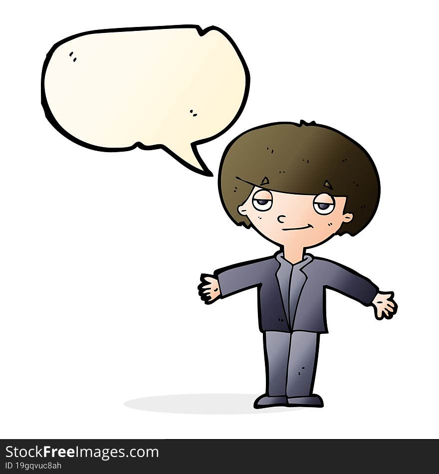 Cartoon Smug Boy With Speech Bubble