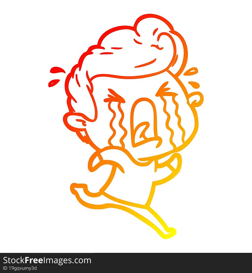 warm gradient line drawing of a cartoon crying man