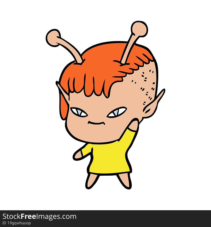 cute cartoon alien girl. cute cartoon alien girl