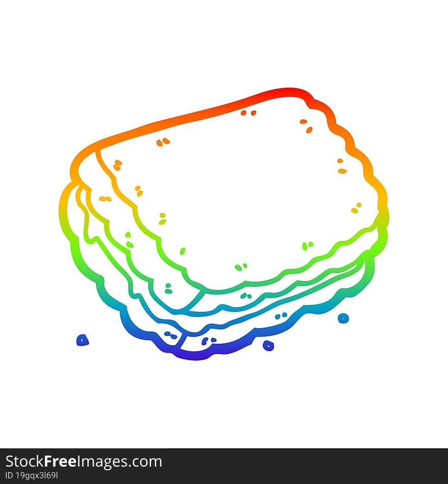 rainbow gradient line drawing cartoon biscuit