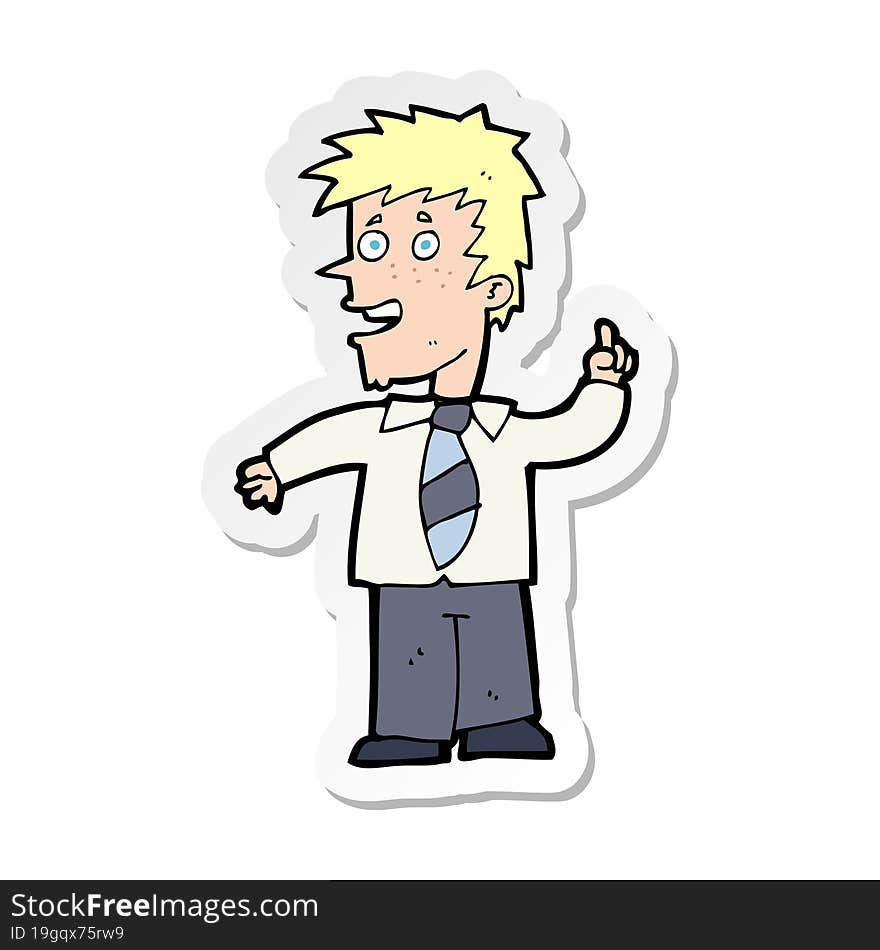 Sticker Of A Cartoon Man With Idea