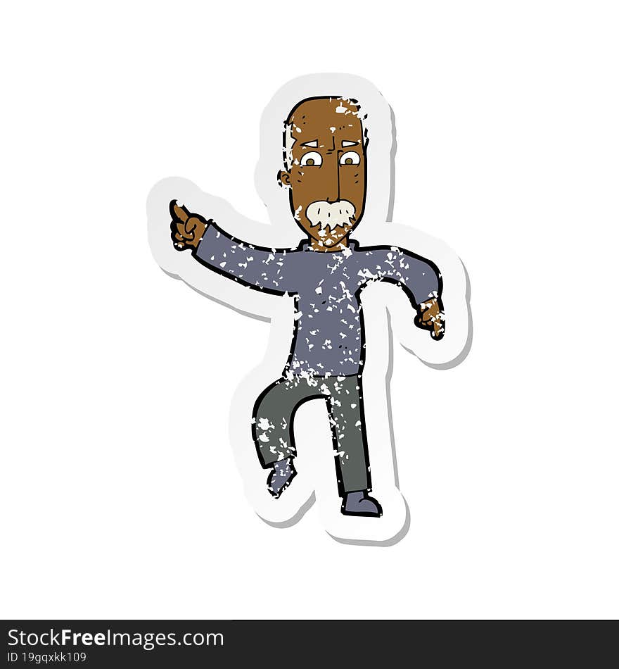 Retro Distressed Sticker Of A Cartoon Angry Old Man