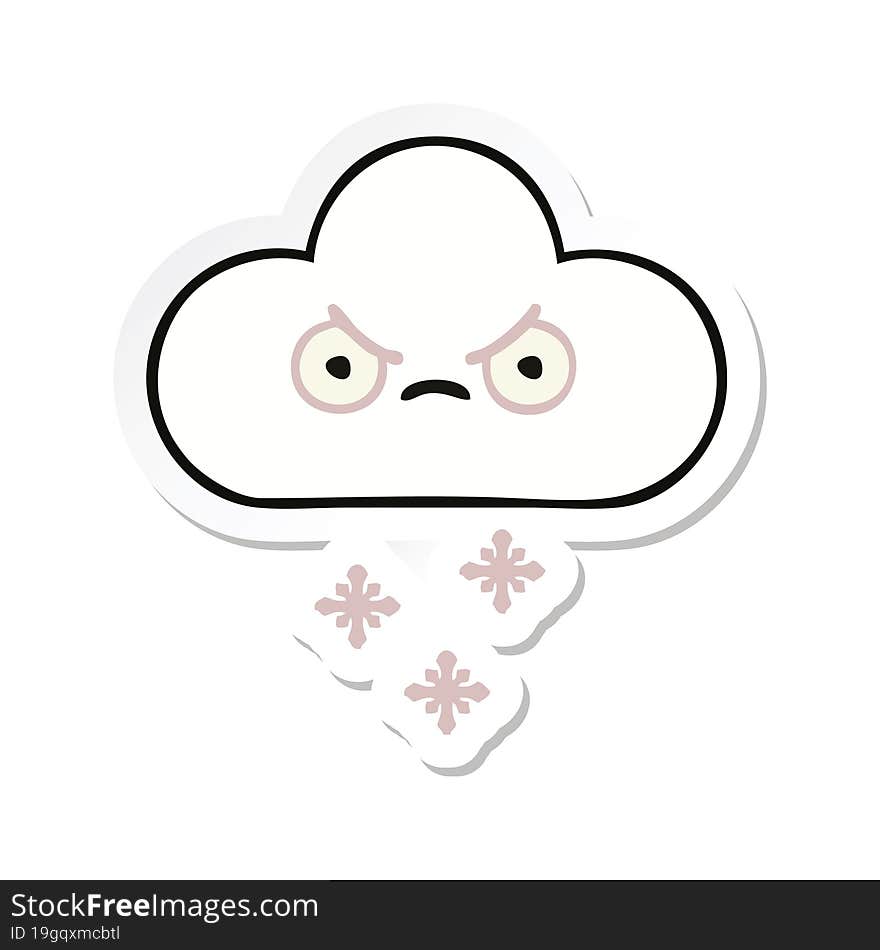 sticker of a cute cartoon snow cloud