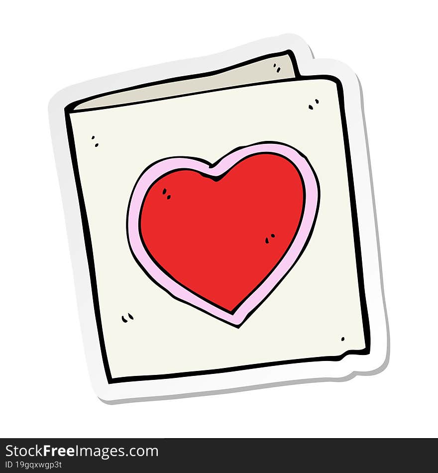 sticker of a cartoon love heart card