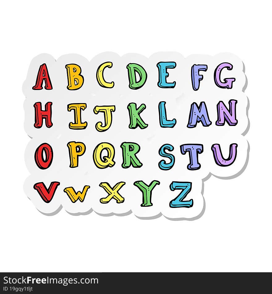 sticker of a cartoon alphabet