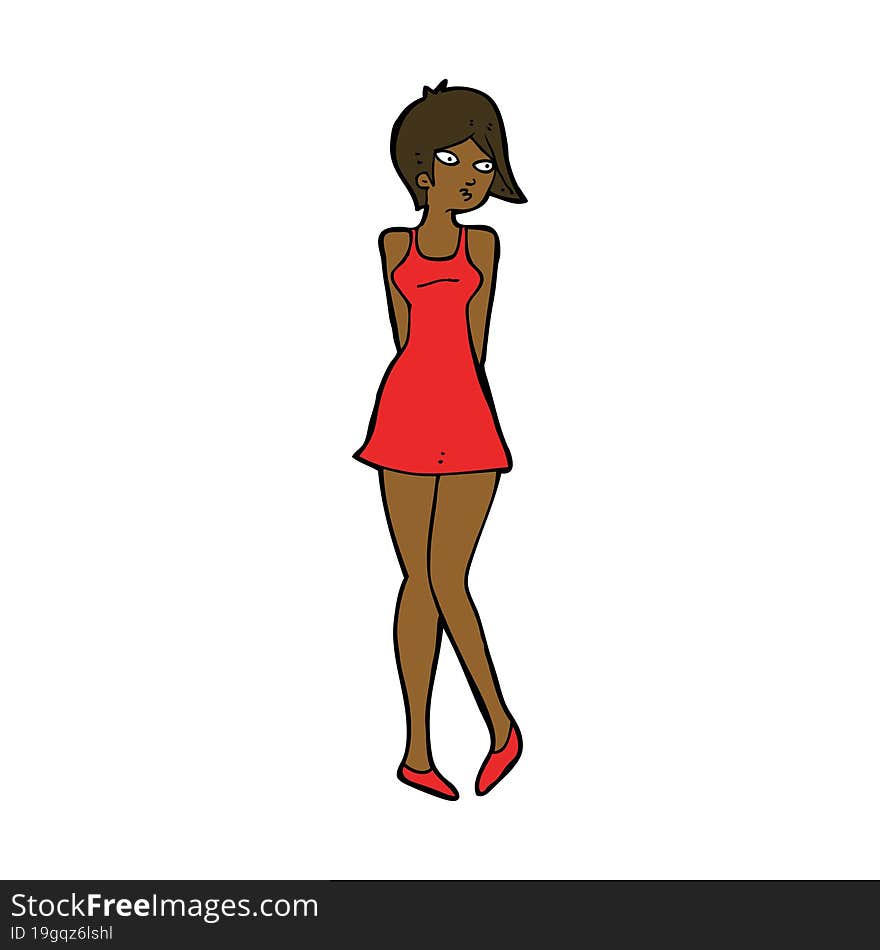 Cartoon Pretty Woman In Dress