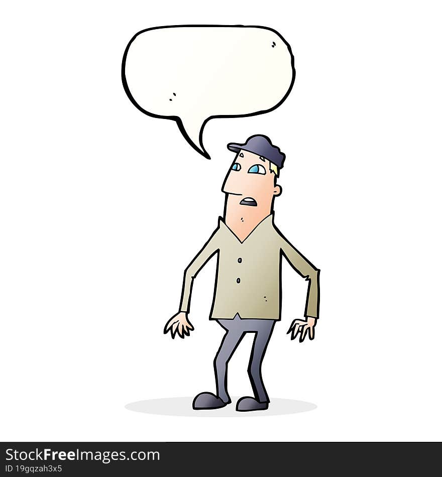 cartoon shocked man with speech bubble