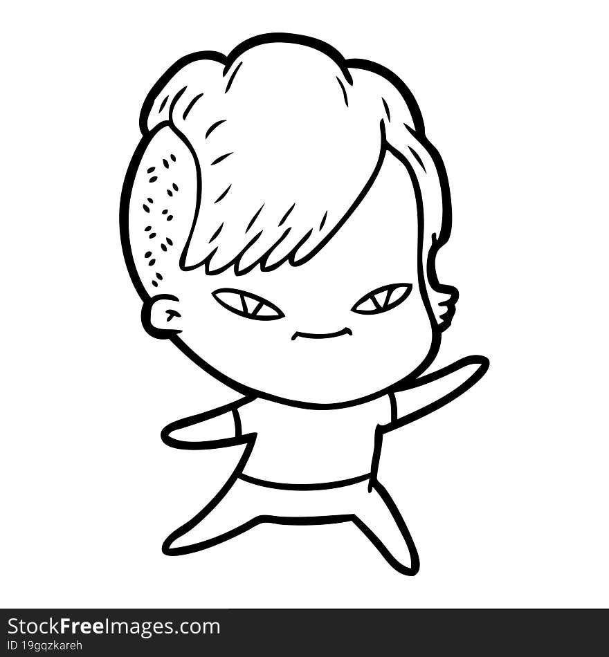 cute cartoon girl with hipster haircut. cute cartoon girl with hipster haircut