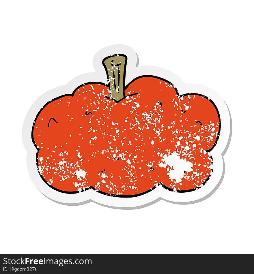 distressed sticker of a cartoon pumpkin