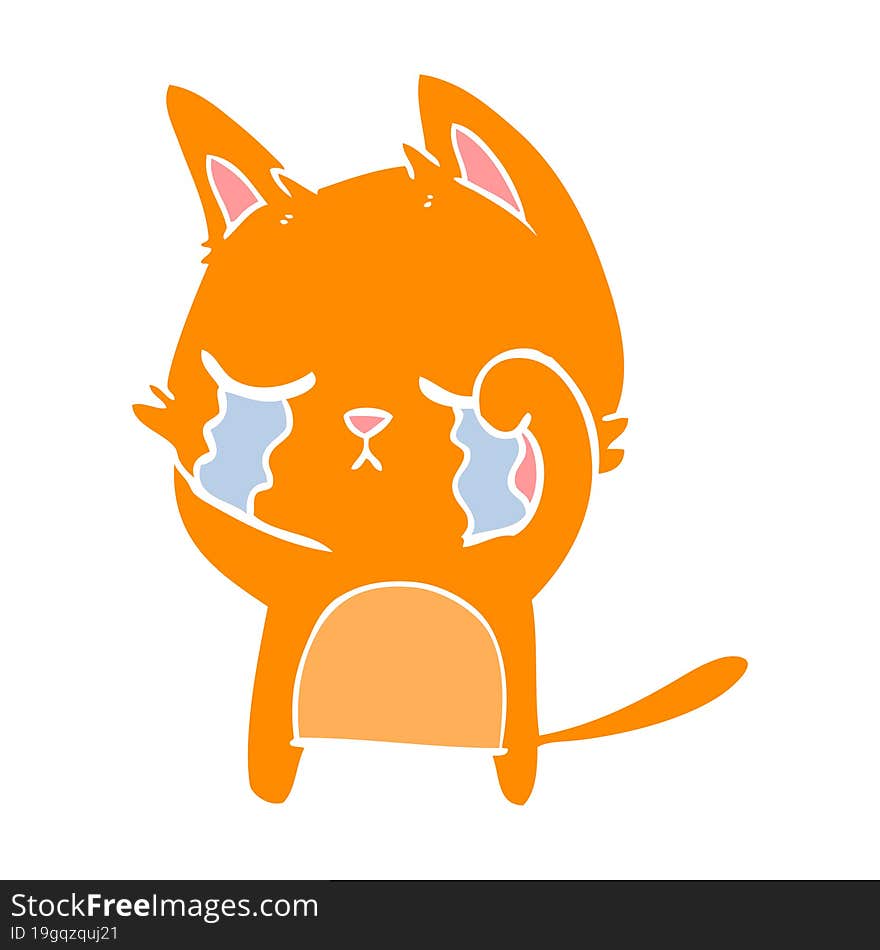 Crying Flat Color Style Cartoon Cat