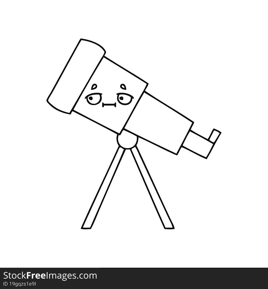 Line Drawing Cartoon Telescope