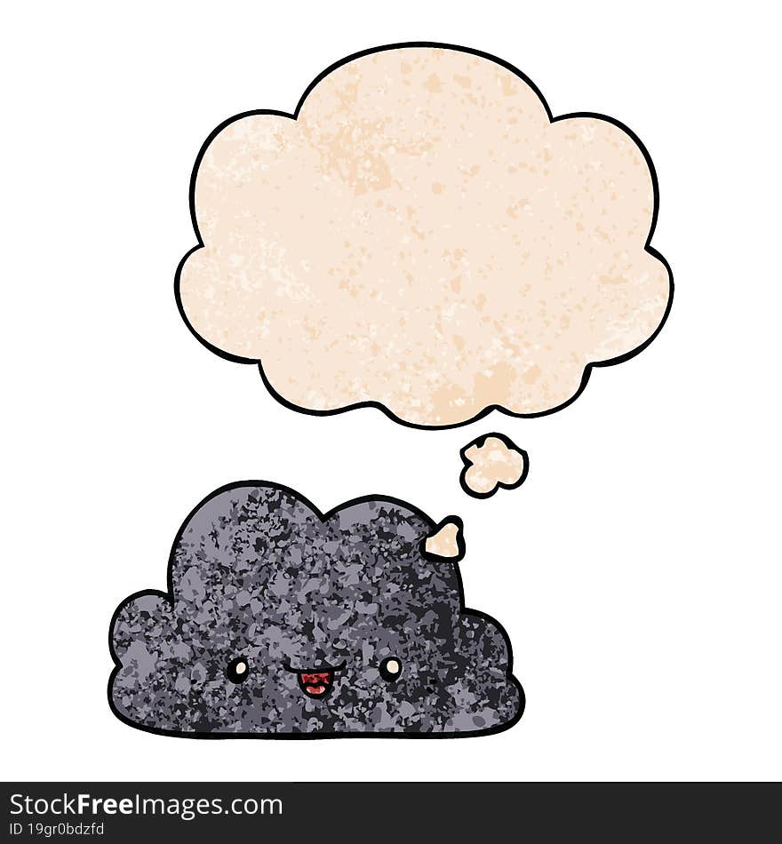 Cute Cartoon Cloud And Thought Bubble In Grunge Texture Pattern Style