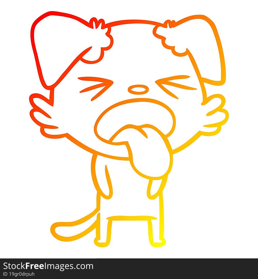 Warm Gradient Line Drawing Cartoon Disgusted Dog