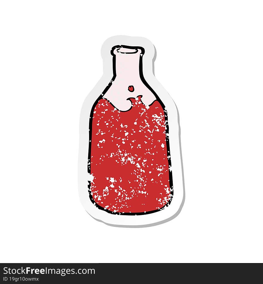 retro distressed sticker of a cartoon bottle