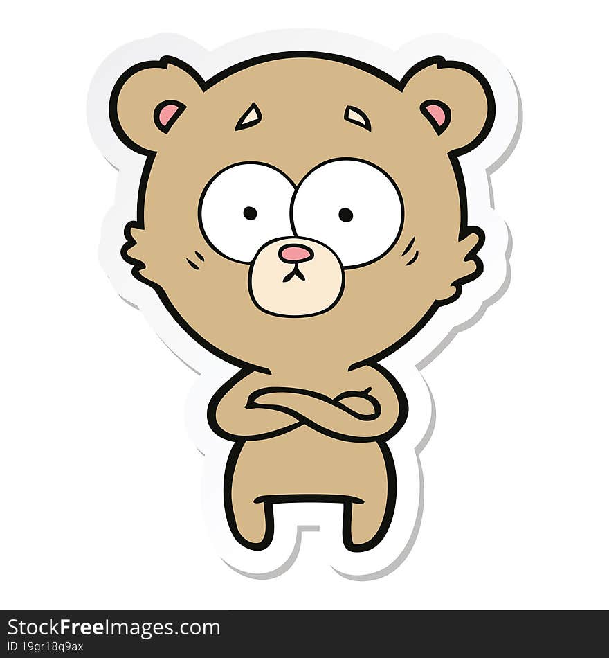 sticker of a surprised bear cartoon