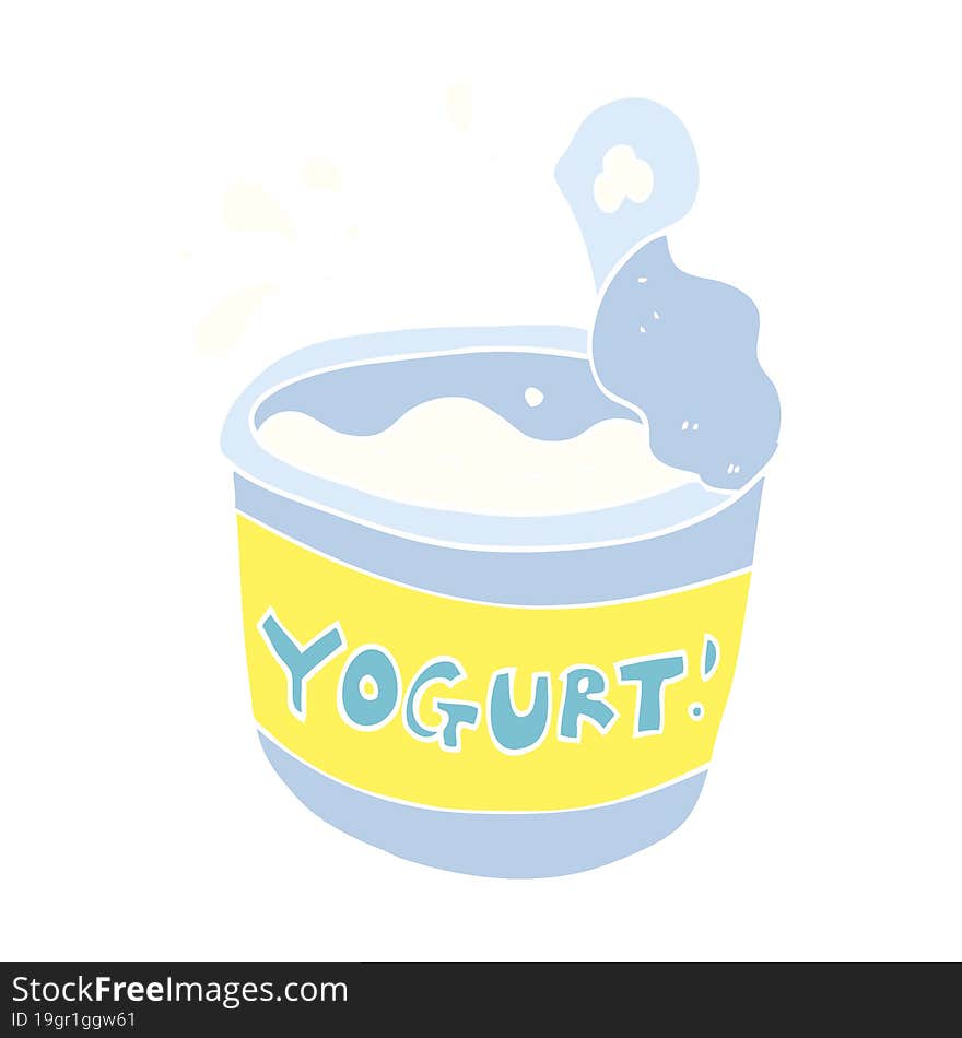 flat color illustration of a cartoon yogurt