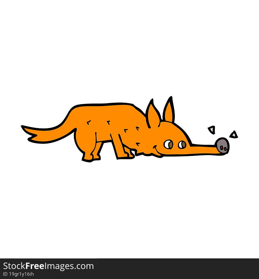 Cartoon Fox Sniffing Floor