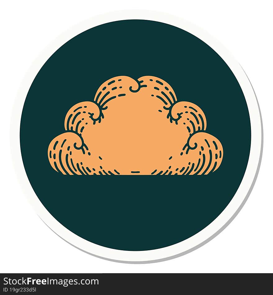 Tattoo Style Sticker Of A Cloud