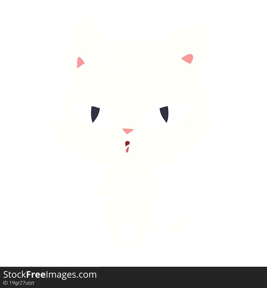 Flat Color Style Cartoon Cat