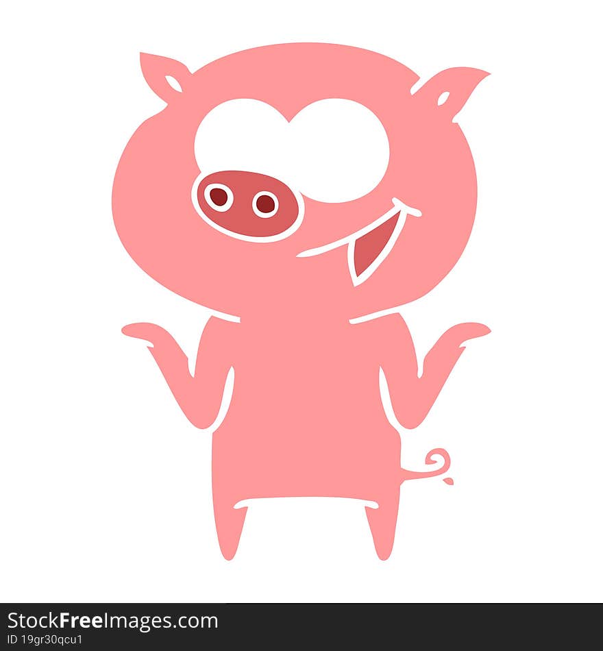 flat color style cartoon pig with no worries