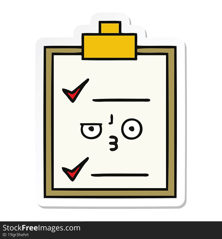 sticker of a cute cartoon check list