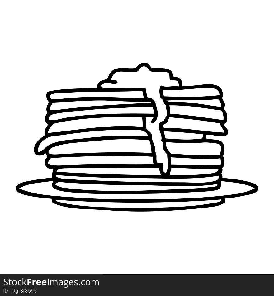 cartoon stack of pancakes with butter