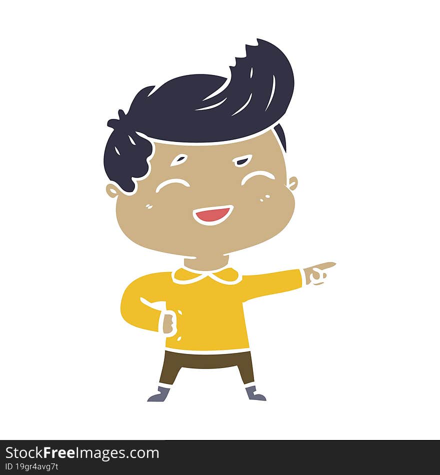 flat color style cartoon man laughing and pointing