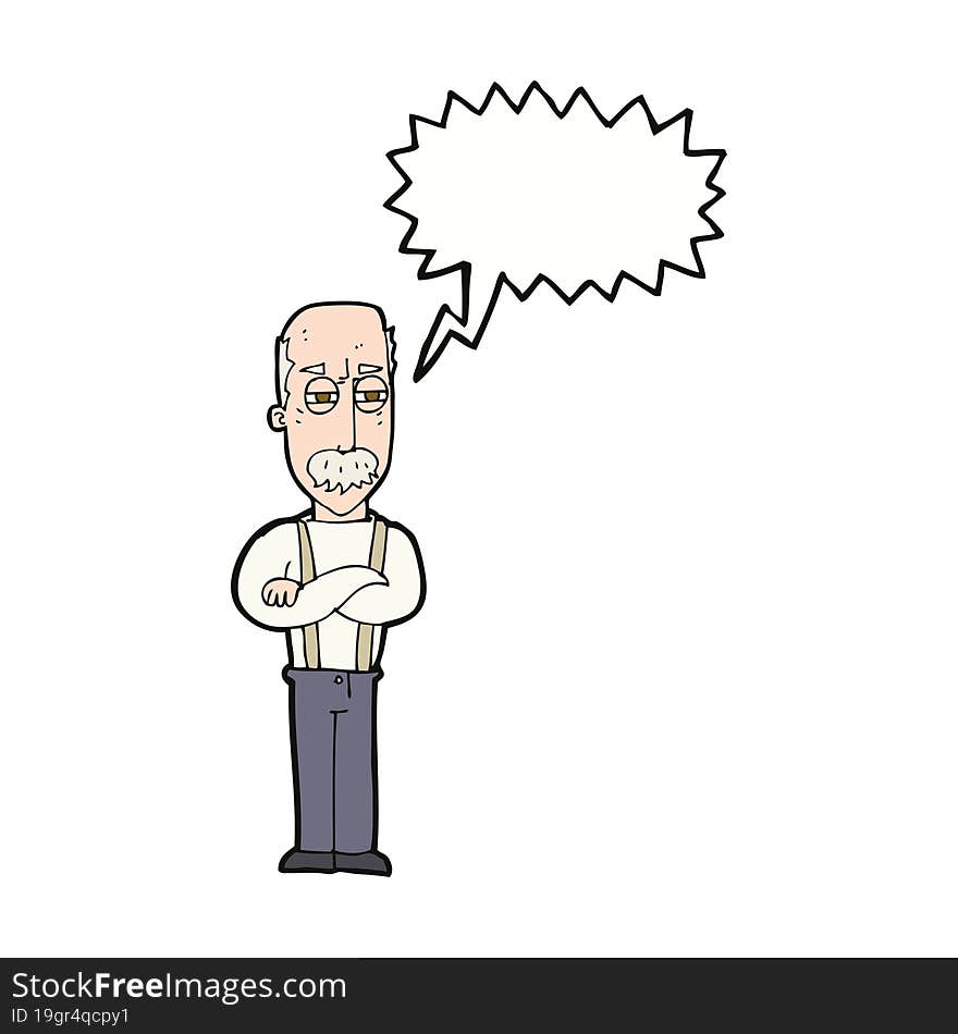 Cartoon Annoyed Old Man With Speech Bubble