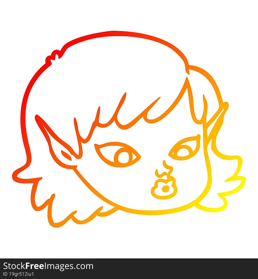 Warm Gradient Line Drawing Cartoon Elf Girl