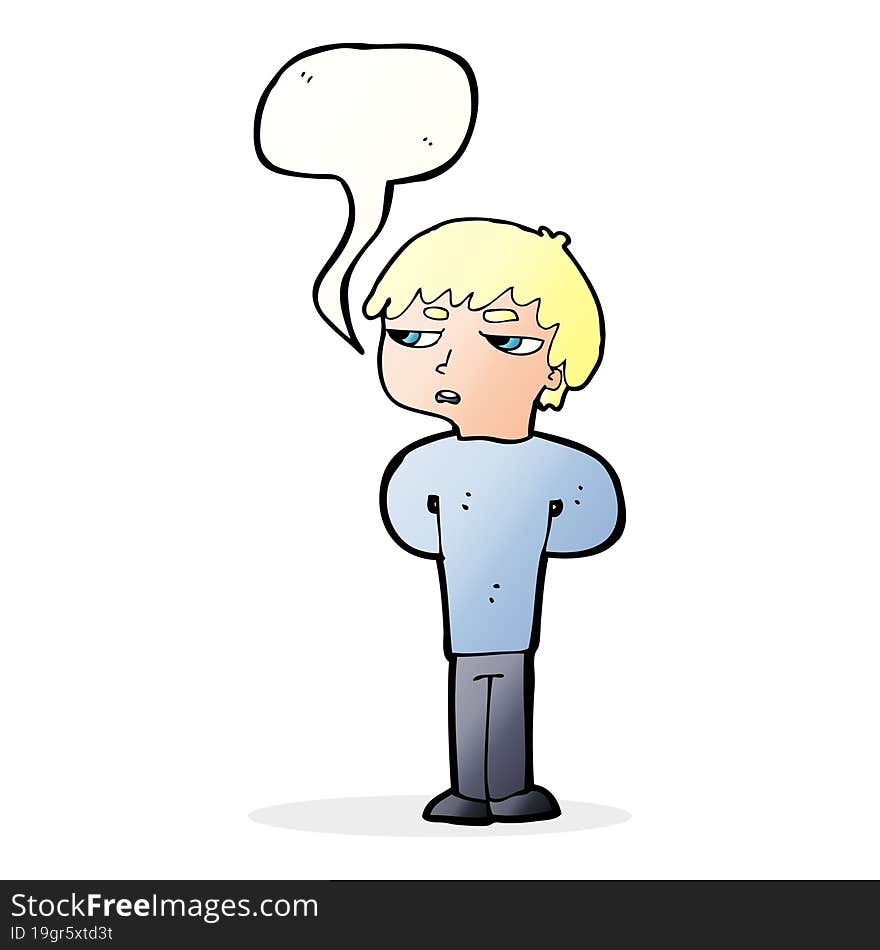 Cartoon Antisocial Boy With Speech Bubble