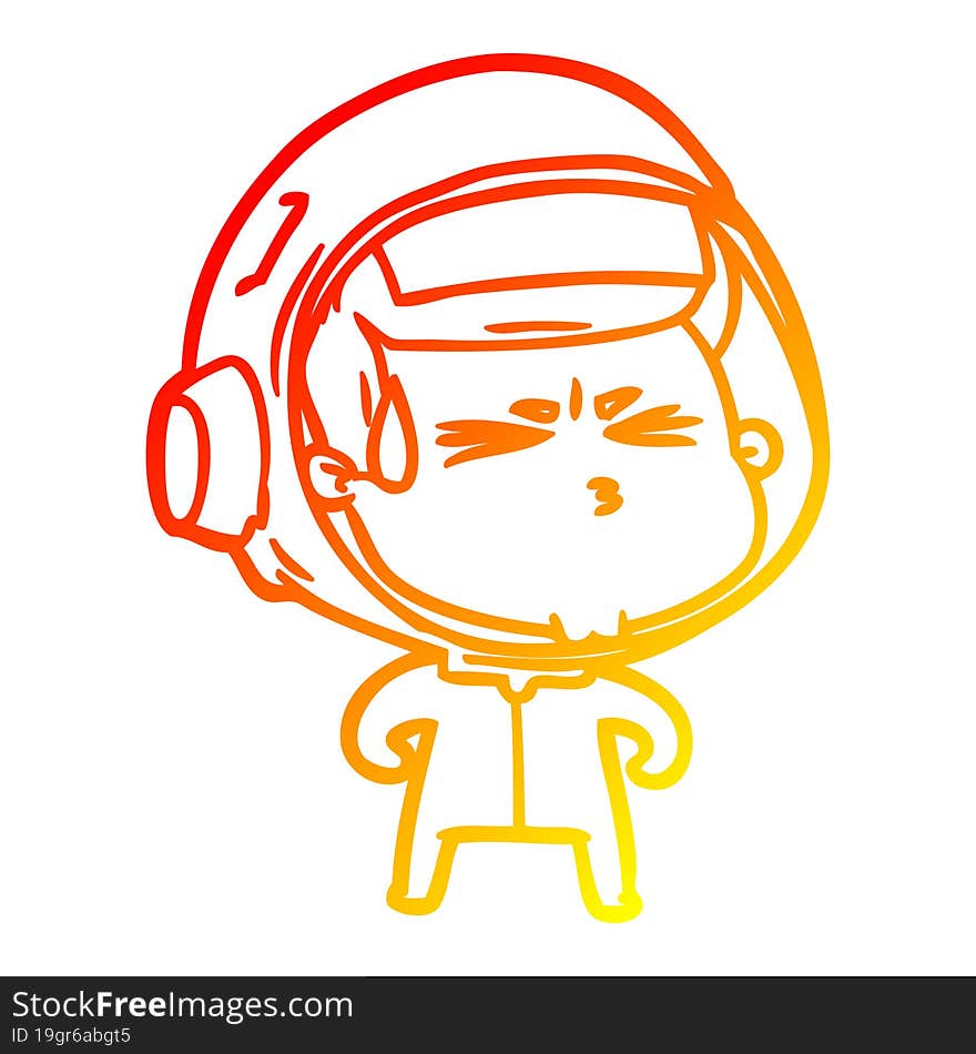 warm gradient line drawing cartoon stressed astronaut