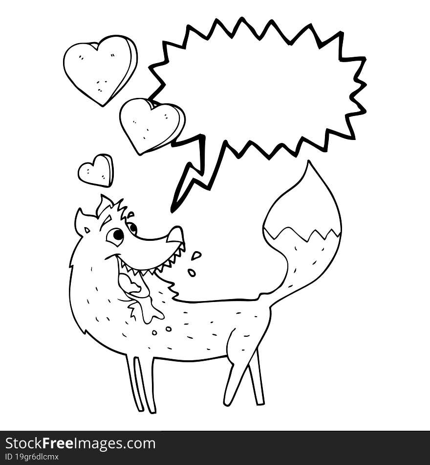 speech bubble cartoon wolf in love