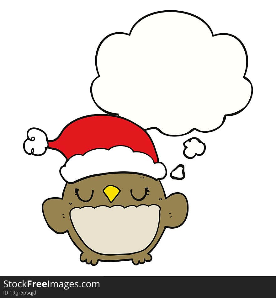 cute christmas owl and thought bubble